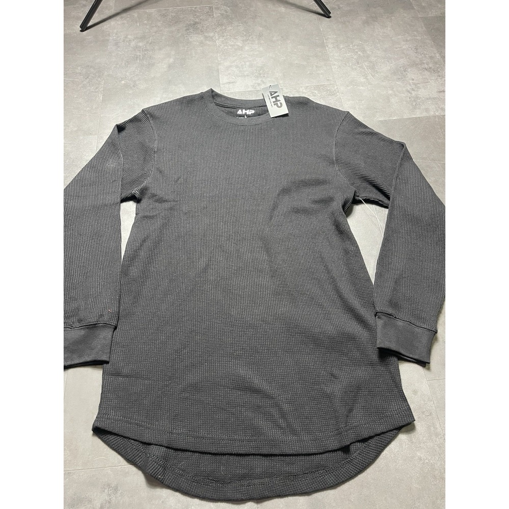 AHP Thermal Waffle Shirt Long Sleeve Black Winter Crew Men's Size L F-165